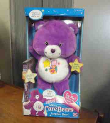 NIB Talking Surprise Bear 2004 Care Bears purple plush with DVD jack in the box