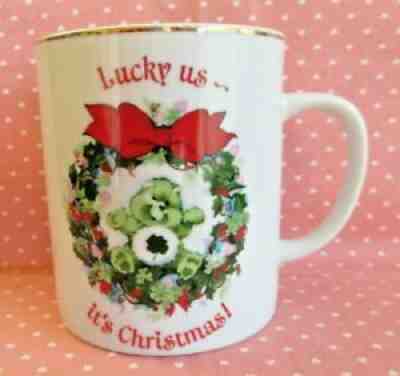 Vintage 1984 Care Bears Good Luck Bear Porcelain Christmas Coffee Mug Cup *READ*