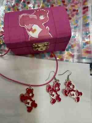 care bear Love A Lot Small Box With Necklace And Earrings.plus Surprise Stickers