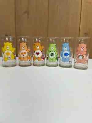 Rare Vintage Care Bears Pizza Hut Collectible Drinking Glasses Set of 6 GL6
