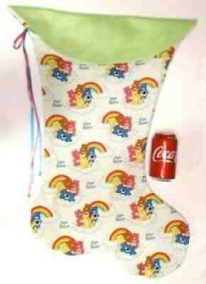 GIANT CHRISTMAS STOCKING CLASSIC CARE BEARS PRINT, HANDMADE NEW