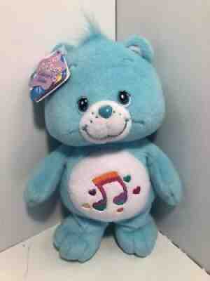 2005 Care Bear Heart Song Bear Aqua Rainbow Music Notes 8 inches Tall