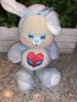 HTF Vintage Care Bear Cousin Lil Swift Heart Rabbit Bunny Flocked Face Plush