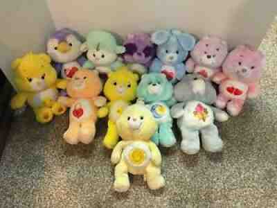 Lot Of 12 Care Bears Plush Stuffed Different Sizes - SOME HARD TO FIND !!
