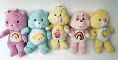 Vtg 80s Kenner Plush Care Bear Lot of 5 Cheer Wish Sunshine birthday Interact