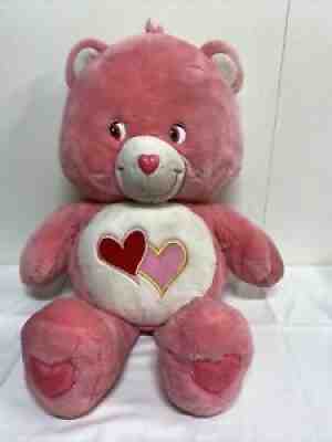 CARE BEARS Jumbo 2003 Love A Lot Pink Hearts Large Big 27â? Plush Bear