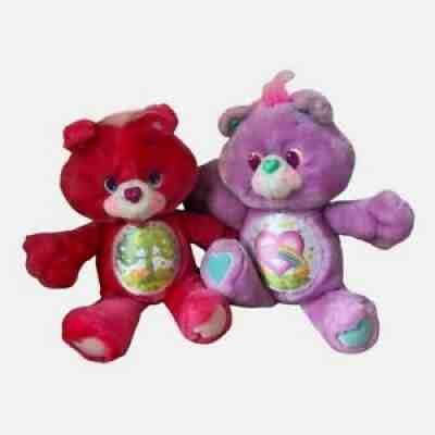 Vintage 1991 Care Bear Lot of Two Pink/Purple Environmental Share Bears