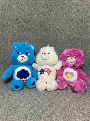 Care Bears Lot of 3 Stuffed Plush Vintage Shine Bright America Cares Grumpy Bear