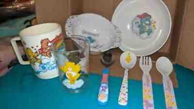 Care bears Dishes Dinner bowl cups glass silverware