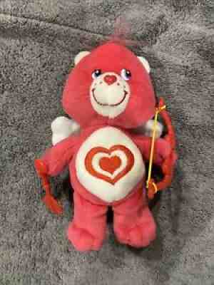 Care Bears Plush All My Heart Pink Bear Small Valentine 2005 Arrow Bow Cupid