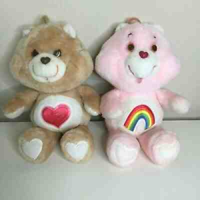 Lot 2 Vintage 1983 Kenner Care Bears TenderHeart Cheer Tan Pink Plush Toys 13