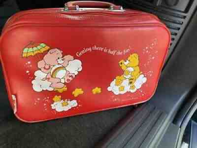 Vintage Care Bears Red Suitcase Children's Luggage Getting There Is Half The Fun