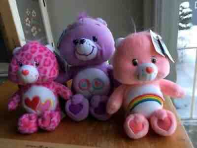 Vintage NWT Care Bears Lot 3 Share-lollipops Love a lot hearts Cheer-rainbow NOS