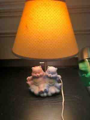 Rare Care Bears Lamp Vintage Working Ceramic Double Bears