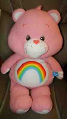 Large 30â? Care Bears CHEER BEAR Cuddle Pillow 2002 Plush Stuffed Fleece Pink