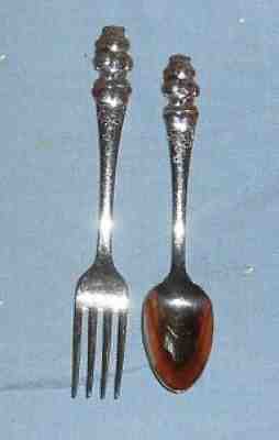 Vintage 1984 CARE BEAR Tenderheart Children's Fork Spoon Set ONEIDA Silverware