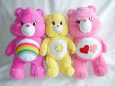 3 Lot CARE BEAR Build A Bear Funshine Love-a-Lot Cheer Large Big 20" Tall Plush