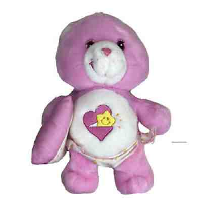 Care Bear Plush Baby Hugs Bear 10 inch light Pink Heart star Belly Diaper pillow