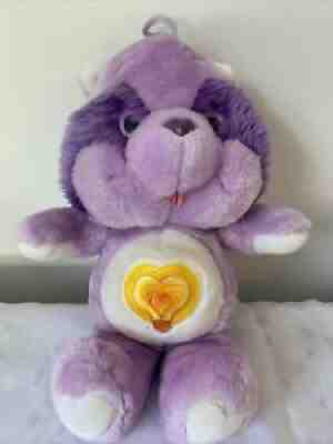 Vintage 1984 Bright Heart Raccoon Care Bear Cousins Purple Plush Stuffed Toy