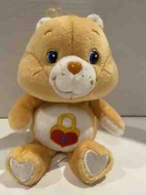 Care Bear SECRET BEAR 20th Anniversary 2003 Plush Doll Orange Lock Heart Beanie