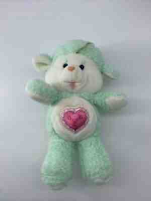 1984 Care Bear Cousins Gentle Heart Lamb Plush Fleece Mint Green Kenner Vintage.