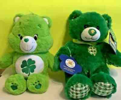 1 Build A Bear Lucky Plaid Teddy 2012 Limited Edition Green Irish & 1 Care Bears
