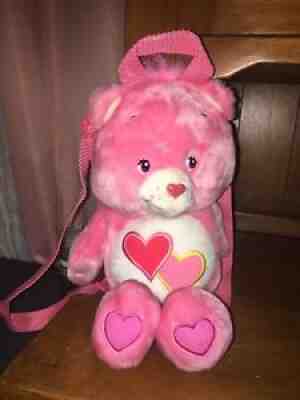 2003 Care Bear Love A Lot Bear Plush Back Pack