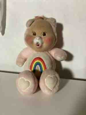 Care Bears Cub Cheer Bear Kenner 1986 Flocked Hard Face Baby Vintage (Rare!)