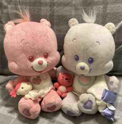 Lot of 2 2004 Care Bears Share & Love a Lot Cub Blanket & Toy Doll Plush