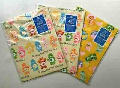 NEW (3) Pkg Vintage 1980's American Greeting CARE BEARS Gift Wrap Wrapping ~ NOS