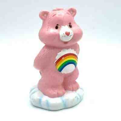 Vintage TCFC Ceramic Care Bears Cheer Bear Rainbow Coin Piggy Bank w/o Stopper