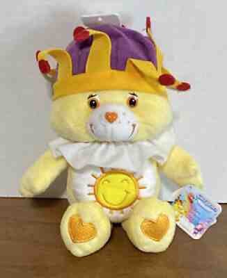 Retired 2004 Care Bears Plush 10â? Golden Yellow King Funshine Bear w/Royal Crown