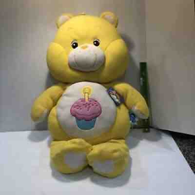 Large 30â? Care Bears Birthday BEAR Cuddle Pillow 2002 Plush Stuffed yellow TAGS
