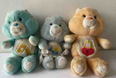 Lot of 3 Vintage Kenner 1980s Care Bears - Secret, Baby Tugs, Wish Bear