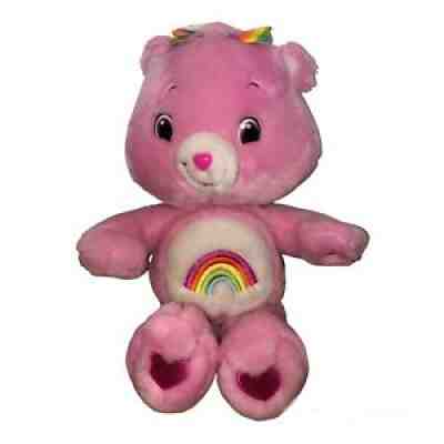 Care Bears CHEER BEAR Pink 14â? Plush Stuffed Animal Rainbow 2007 Pink Heart Paws