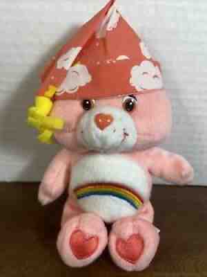 CHEER BEAR Pink Rainbow in Nightcap Care Bears 2004 Beanie Plush PlayAlong