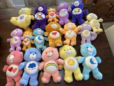 CARE BEARS Large Plush Lot of 17! All Years! Play Along Stuffed Care Bears! LOOK