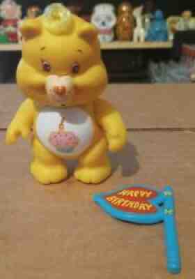 Care Bears Posable Figure Birthday Bear w/ Happy Banner Accessory rare 1980s