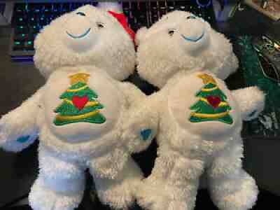 2 x LIMITED EDITION 2018 CHRISTMAS WISHES GLITTER WHITE CARE BEARS (NO BOX)