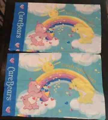 Care Bears Vintage Pillow Case 30x20 Love-a-lot Funshine Rainbow Trail Lot Set 2