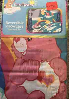 Vintage New Care Bear Reversible Pillowcase 2002 Standard Size Catch Some Fun