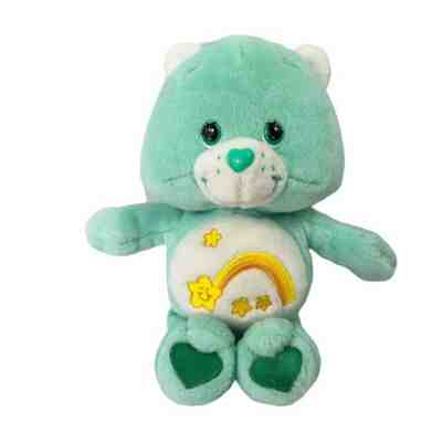 Wish Bear Care Bear 8â? Blue Green Aqua Plush Toys NWT 2002 Star Cute Belly