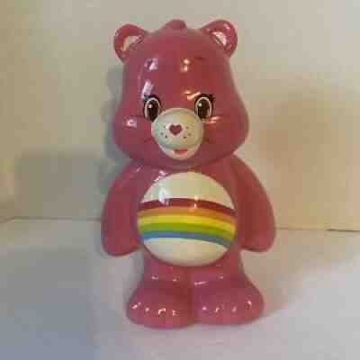 Care Bears Ceramic Coin Savings Bank Cheer Bear w/ Rainbow Symbol - Collectible