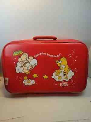 Vintage Care Bears Red Suitcase 1980s 1983 Used 12 x 15 Shows Wear