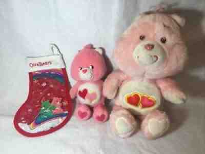 Vintage 1983/ 2002 Care Bears Kenner Love-a-Lot Bear Plush & Stocking