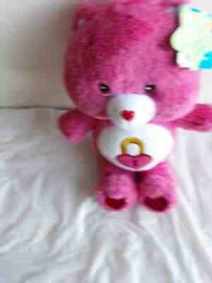 Preowned 2004 Special Edition Fluffy Lil' Care Bear Pink w/heart shapes