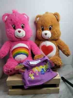 Lot of 2: Care Bears Pink Cheer & Tenderheart By Build A Bear BAB 17