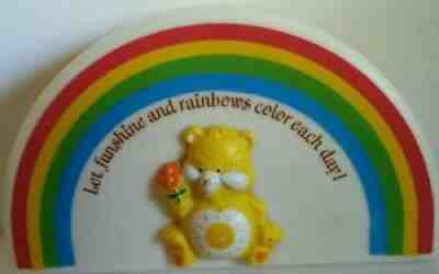 Vintage 84 Care Bears Trinket Box Plastic Let FUNSHINE & Rainbows Color Each Day