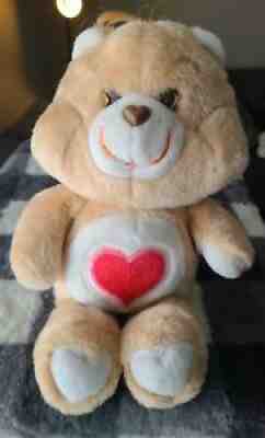 1983 Vintage Care Bears Tenderheart Bear 13" Plush Stuffed Kenner Tan Red Heart