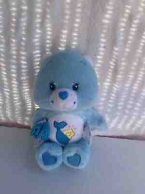 2003 BLUE Hugs Care Bears Baby Hugs Stuffed Beanie Toy Bear 7â?
